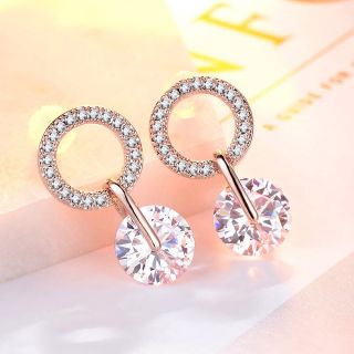 新品SWAROVSKIスワロフスキー社　ピンクゴールドボールピアス