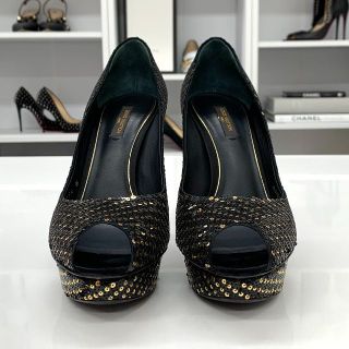 LOUIS VUITTON - 6004 ヴィトン スパンコール サテン オープントゥ