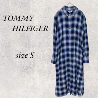 トミーヒルフィガー(TOMMY HILFIGER)のTOMMYHILFIGER  ブルーロングシャツワンピース　size  S(ロングワンピース/マキシワンピース)