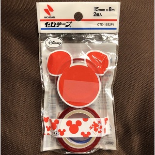 ミッキーマウス(ミッキーマウス)の新品セロテープ　ミッキー柄　15mm✖︎8m  2個入　赤レッド　日本製ニチバン(テープ/マスキングテープ)