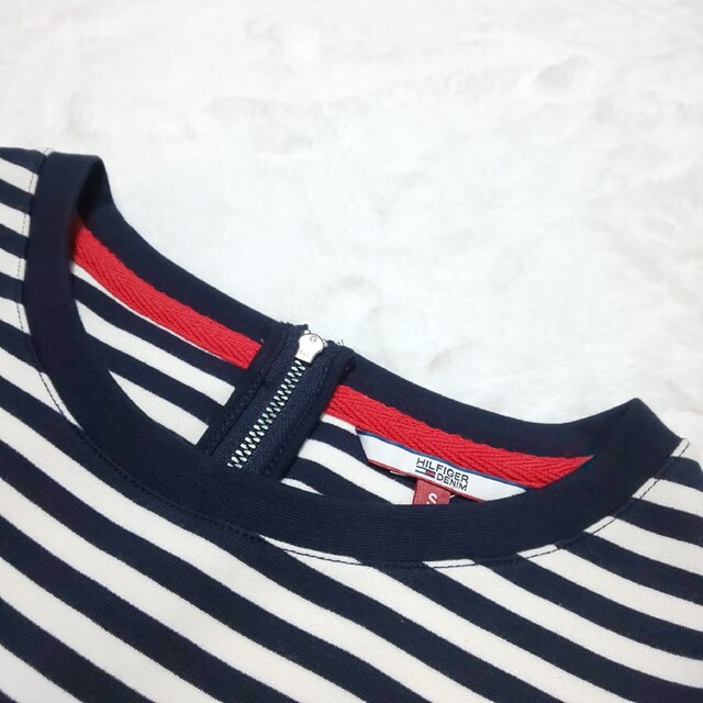 TOMMY HILFIGER(トミーヒルフィガー)の【極美品】TOMMY HILFIGER ボーダーカットソー フレアワンピース レディースのワンピース(ひざ丈ワンピース)の商品写真