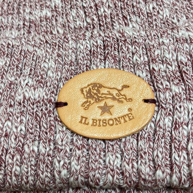 IL BISONTE(イルビゾンテ)の新品 IL BISONTE イルビゾンテ ニット帽 綿×麻 杢ボルドー レディースの帽子(ニット帽/ビーニー)の商品写真