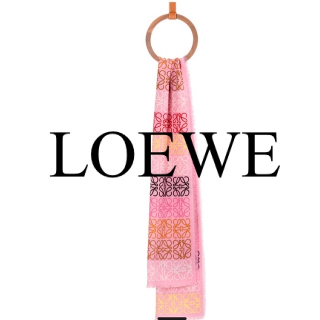 LOEWE アナグラム スカーフ　カシミヤ　ピンク