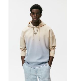 ZARA MAN ザラ  総柄ナイロンパーカー　L フーディ　ブルゾン　ジップ