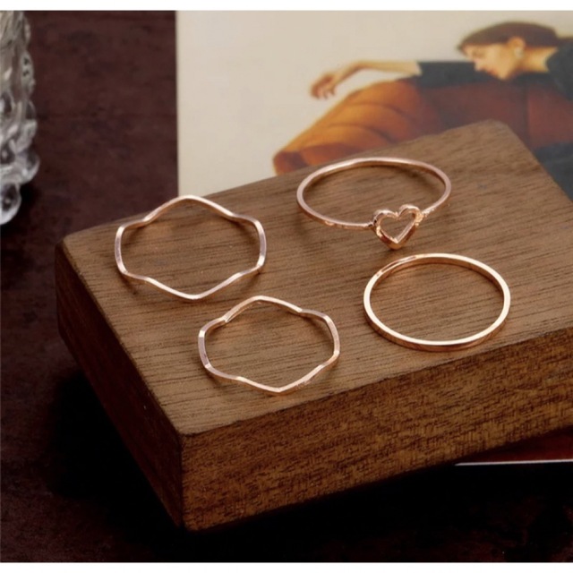ピンクゴールド♢4点セット♢リング♢指輪♢韓国♢BTS♢ヒプマイ♢ピンキー レディースのアクセサリー(リング(指輪))の商品写真