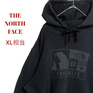 ザノースフェイス(THE NORTH FACE)のノースフェイスパーカースウェット　ブラック　ビッグロゴ　メンズXL　古着(パーカー)