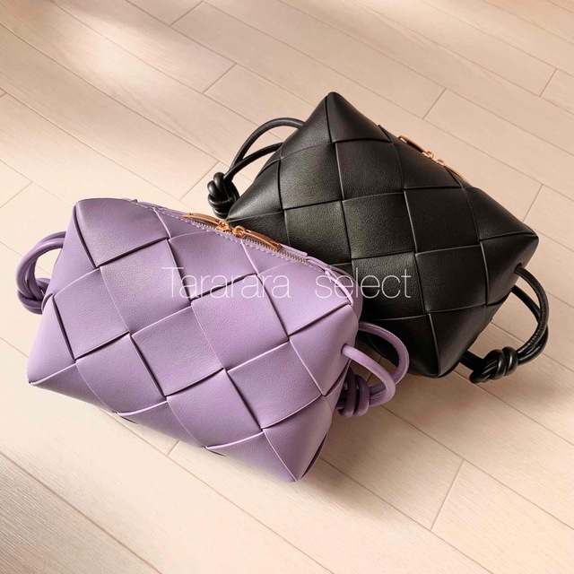 ●leather largeBraided バック PURPLE●本革 レディースのバッグ(ショルダーバッグ)の商品写真