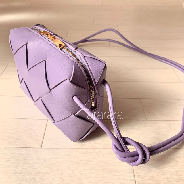 ●leather largeBraided バック PURPLE●本革 レディースのバッグ(ショルダーバッグ)の商品写真