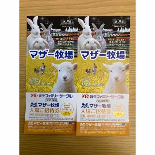 マザー牧場ご招待券（２枚）(遊園地/テーマパーク)