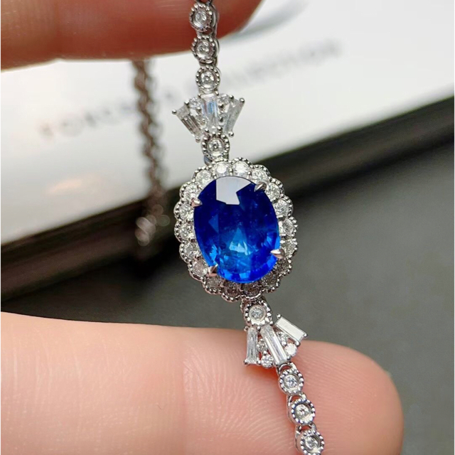 天然 ブルーサファイア ダイヤ ブレスレット2.82ct k18 ¥