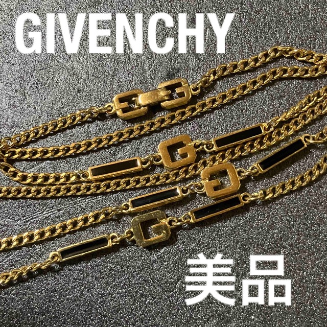 美品 GIVENCHY ジバンシイ ロングネックレス Gロゴ ゴールドカラー