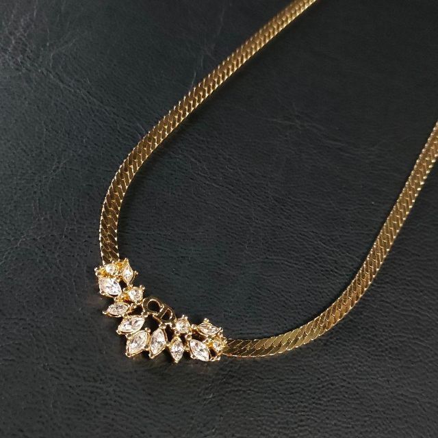 極美品】Diorディオール ネックレス ゴールド 大粒ストーン CDロゴ 喜平-