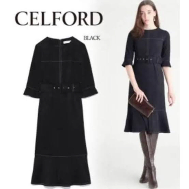 セルフォード　CELFORD ベルト付きスエードワンピースワンピース