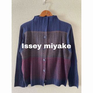 イッセイミヤケ(ISSEY MIYAKE)のPleats Please プリーツプリーズ　プリーツジャケット　ボーダー(テーラードジャケット)