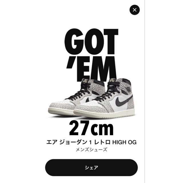 Nike Air Jordan 1 High OG "White Cement"靴/シューズ