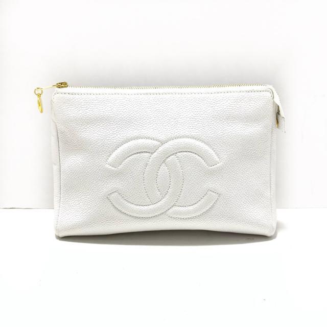 CHANEL(シャネル) ポーチ - 白 ココマーク ポーチ ファッション小物