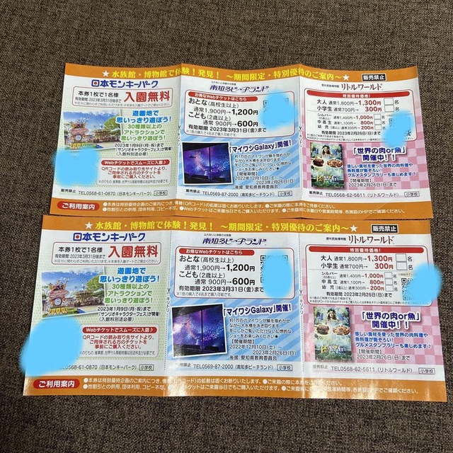 あ様専用 即日発送☆二枚セット② ☆大人も使用可日本モンキーパーク無料券 日本モンキーパーク 入園無料券 2枚