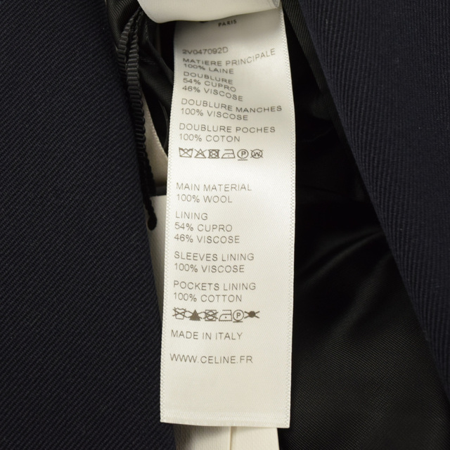 celine(セリーヌ)のCELINE セリーヌ 20AW Classic Jacket In Diagonal Wool ダイアゴナルウールクラシック ダブルジャケット ネイビー 2V047092D メンズのジャケット/アウター(フライトジャケット)の商品写真