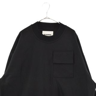 JIL SANDER ジルサンダー 21AW ウール ポケット スウェット トレーナー ブラック JSMT707042