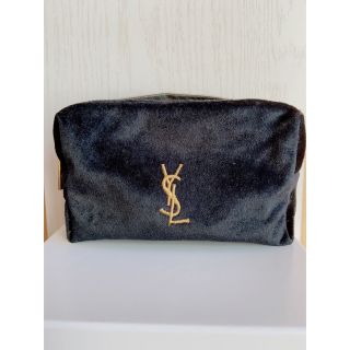 イヴサンローラン(Yves Saint Laurent)のイヴサンローラン YSL メイクポーチ ベロア風 ポーチ ブラック ノベルティ(ポーチ)