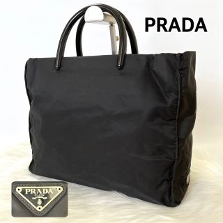 プラダ(PRADA)のPRADA プラダ ナイロン ハンドバッグ トート 黒 三角ロゴ A4収納可(ハンドバッグ)