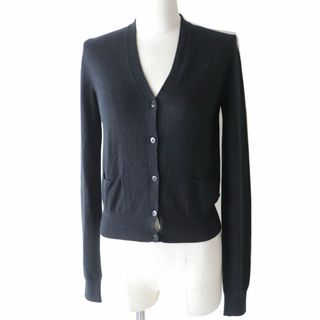 ロロピアーナ(LORO PIANA)の美品△正規品 Loro Piana ロロピアーナFAE0582 レディース ロゴリング金具付き カシミヤ100％ ニットカーディガン 長袖 ブラック 40 伊製(カーディガン)