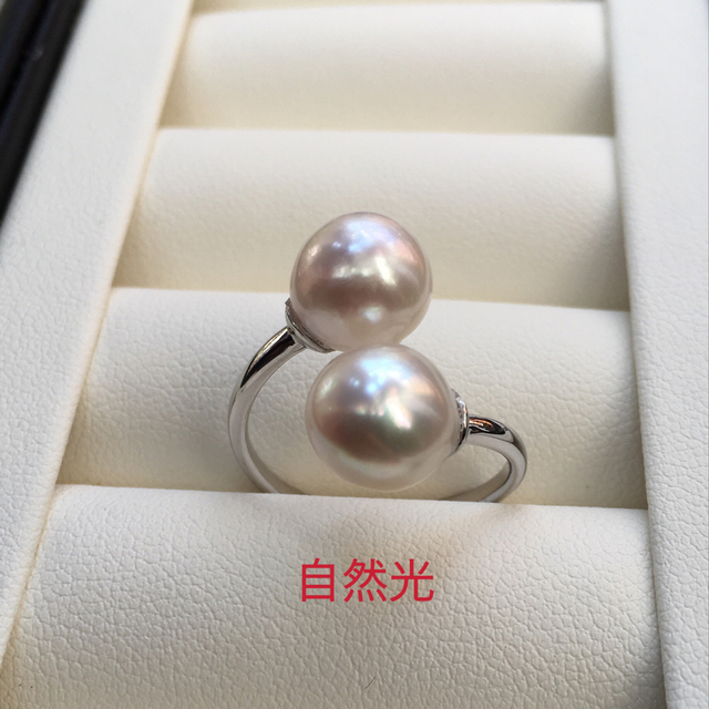 大粒アコヤバロック真珠　ダブルパールリング　シルバー指輪 レディースのアクセサリー(リング(指輪))の商品写真