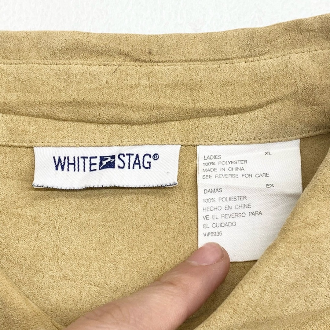 【中古】レディース WHITE STAG ソフト スエード シャツ ロングスリーブ レギュラーカラー 無地 サイズ：Women's XL キャメル 古着 中古 mellow レディースのトップス(シャツ/ブラウス(半袖/袖なし))の商品写真