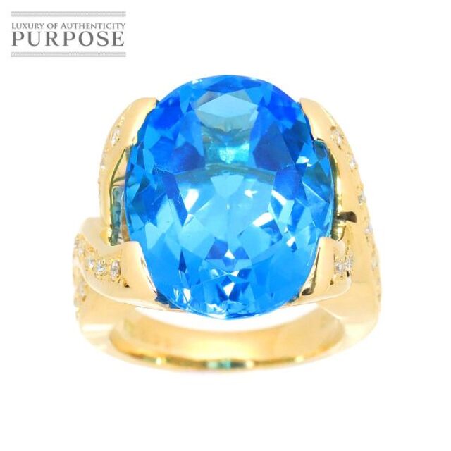 最低価格の 0.22ct ダイヤ 20.80ct ブルートパーズ 13.5号 リング K18