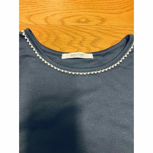 amelier MAJESTIC LEGON(アメリエルマジェスティックレゴン)のネイビー　半袖　Tシャツ　レース レディースのトップス(Tシャツ(半袖/袖なし))の商品写真