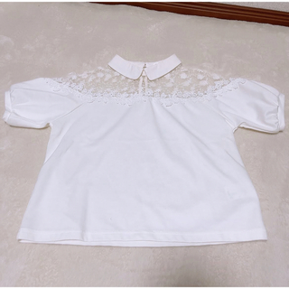 レース 半袖 トップス シャツ 襟 ホワイト 白 花柄 Tシャツ バルーン(シャツ/ブラウス(半袖/袖なし))