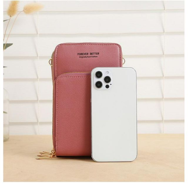超美品 E17 ピンク大容量スマホ ショルダー バッグ お財布カード入れ 収納 スマホショルダー ピンク 大容量 バッグ お財布カード入れ 収納