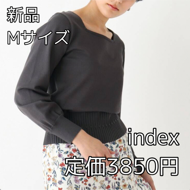 INDEX(インデックス)の3285⭐︎index⭐︎スクエアネックデザインリブウエストニット⭐︎Mサイズ レディースのトップス(カットソー(長袖/七分))の商品写真