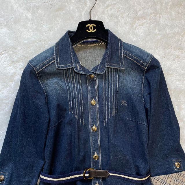 極美品✨バーバリーブルーレーベル ワンピース デニム ノバチェック 38号