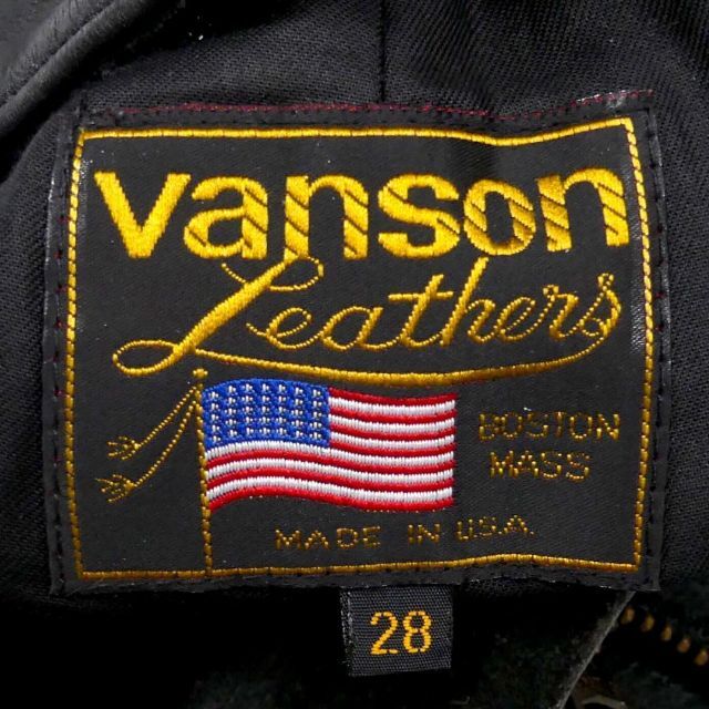 アメリカ製 レザーパンツ VANSON バンソン メンズ W28 黒HH8597