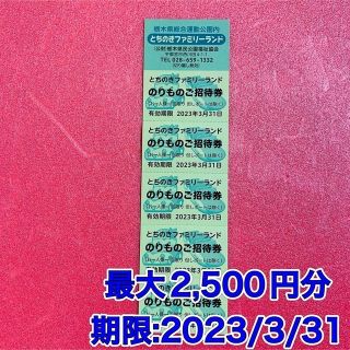 【最大2500円分】とちのきファミリーランド　招待券　割引券(遊園地/テーマパーク)