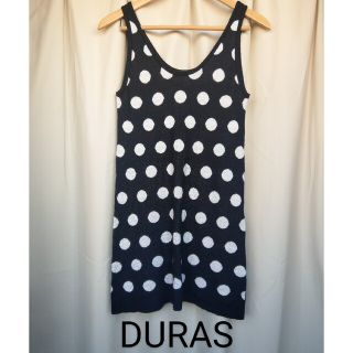 デュラス(DURAS)の【値下げ！】DURAS(デュラス) 黒×白ドット ノースリーブワンピース(ミニワンピース)