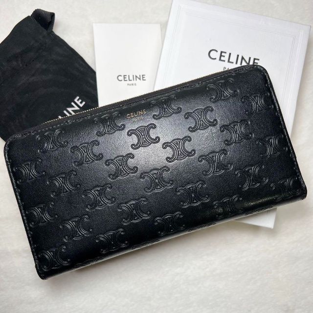 CELINE セリーヌ トリオンフ ラージジップドウォレット スムースカーフ