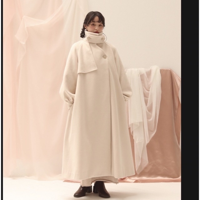 muguet stand collar long coat IVORY