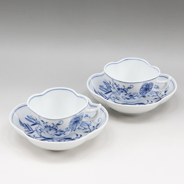 【Meissen】マイセン ブルーオニオン モカカップ＆ソーサー×2 800101/55861 _ 食器