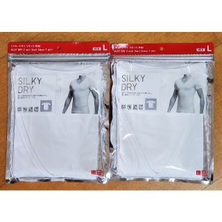 ユニクロ(UNIQLO)の★新品★ユニクロ【メンズ SILKY DRY】★２枚セット★Lサイズ(Tシャツ/カットソー(半袖/袖なし))