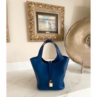 エルメス(HERMES)のディープブルー・ピコタンロックMM・大変美品(ハンドバッグ)
