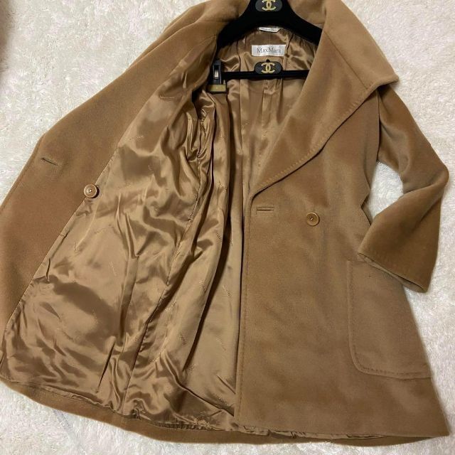 Max Mara ロングコート ビッグカラー カシミヤ混　ベージュ　白タグ