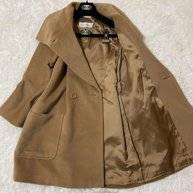 Max Mara ロングコート ビッグカラー カシミヤ混　ベージュ　白タグ