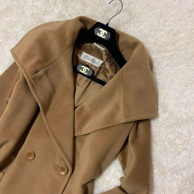 Max Mara ロングコート ビッグカラー カシミヤ混　ベージュ　白タグ