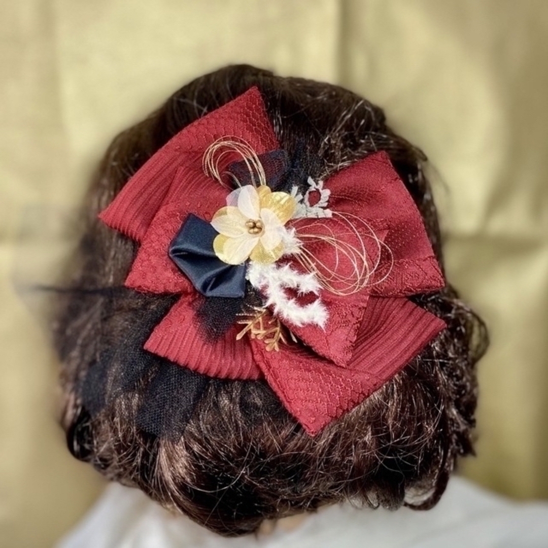 赤リボン髪飾り ヘアアクセサリー 成人式 結婚式 卒業式 和装 赤リボン髪飾り ヘアアクセサリー 成人式 結婚式 卒業式 和装