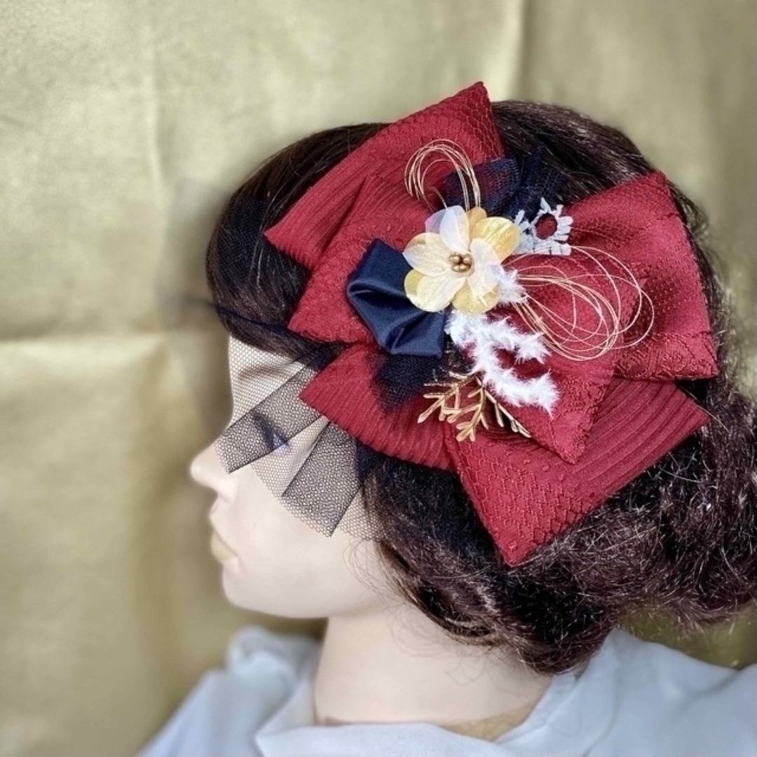 赤リボン髪飾り ヘアアクセサリー 成人式 結婚式 卒業式 和装 赤リボン髪飾り ヘアアクセサリー 成人式 結婚式 卒業式 和装