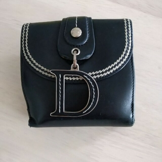 クリスチャンディオール(Christian Dior)のクリスチャンディオール　二つ折り　黒　革　ディオール　Dior　CD(財布)