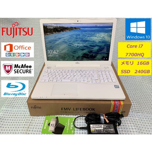 ●高性能●i7-7700HQ メ16gb SSD256gb BD office