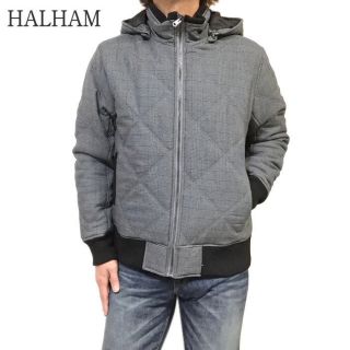 SALE HALHAM ハルハム フード脱着 ダイヤキルト 中綿ジャケット 黒